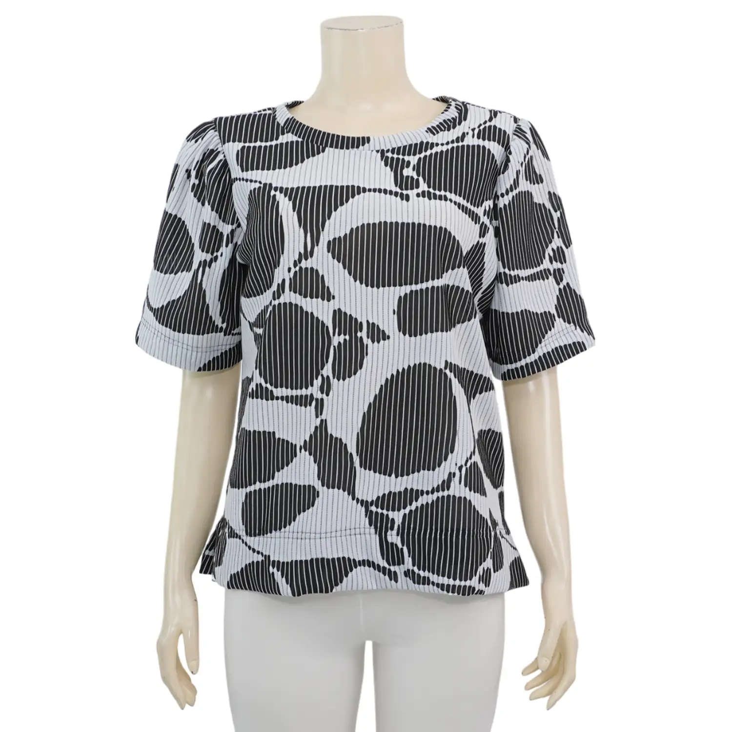 เอ๊ะ จัง เสื้อเบลาส์คอกลม แขนสั้น ผ้ายืดแฟนซี - Image 3