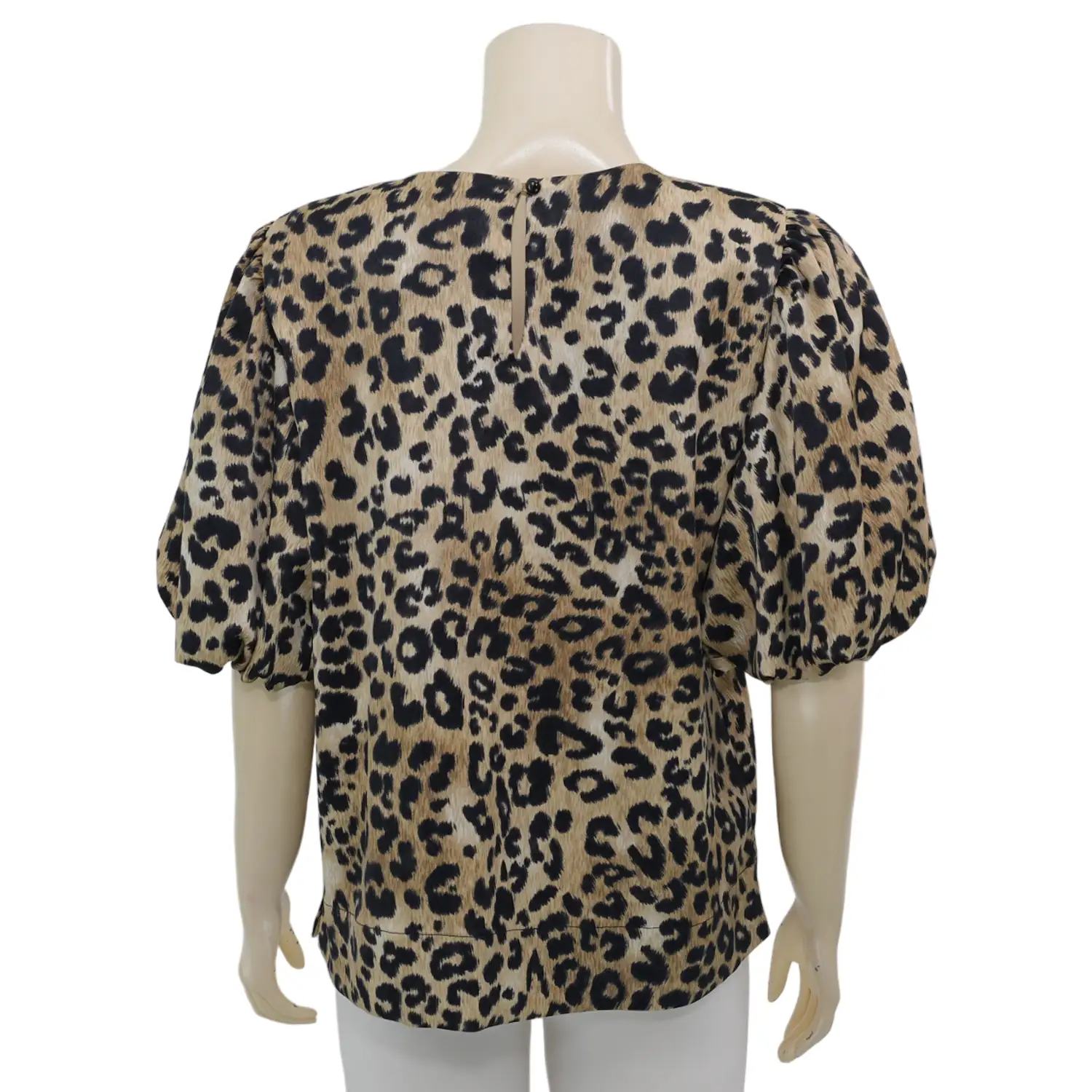 เอ๊ะ จัง เสื้อเบลาส์คอกลม แขนสั้น ทรงบอลลูน ผ้าพีชสกินลายเสือ - Image 3