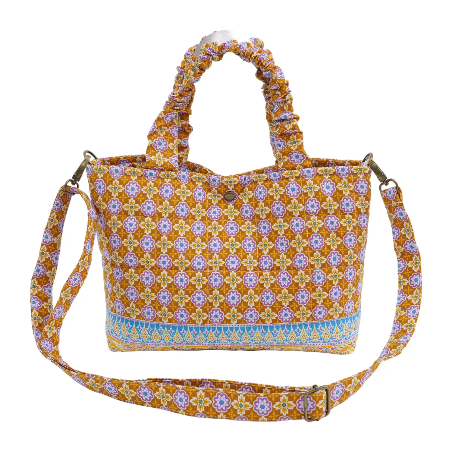 กมลมณี กระเป๋าถือทรงโทท ผ้าปาเต๊ะ ลายดอกพุดซ้อน - Image 2