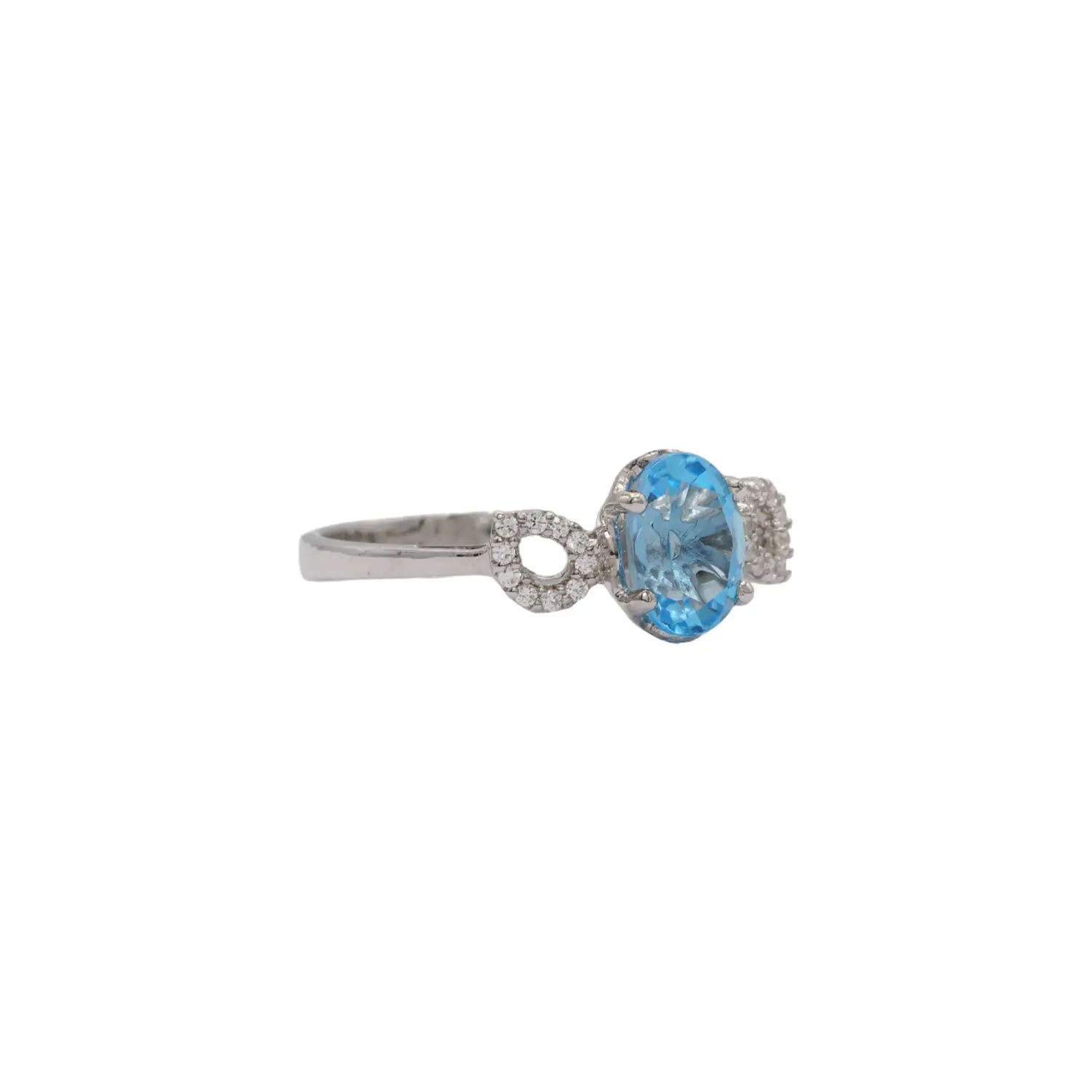 เดบิ้ว เจมส์ แหวนเงิน925 ชุบทอง18K ประดับโทแพซสีฟ้าและเพชร CZ - Image 2