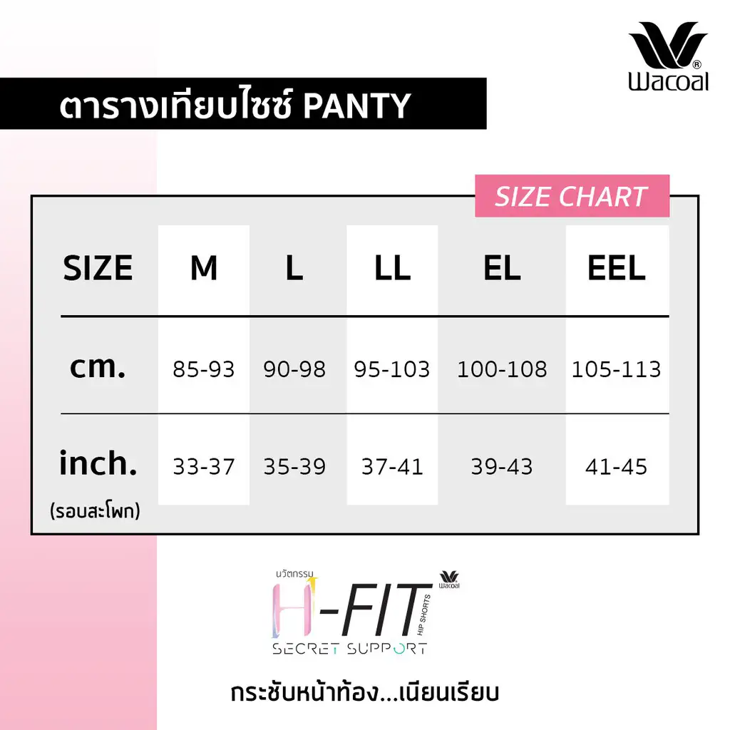Wacoal Support H-Fit Short Panty วาโก้ กางเกงในกระชับหน้าท้อง รูปแบบเต็มตัว 1 Pack 5 pcs รุ่น WU4F36 - Image 7
