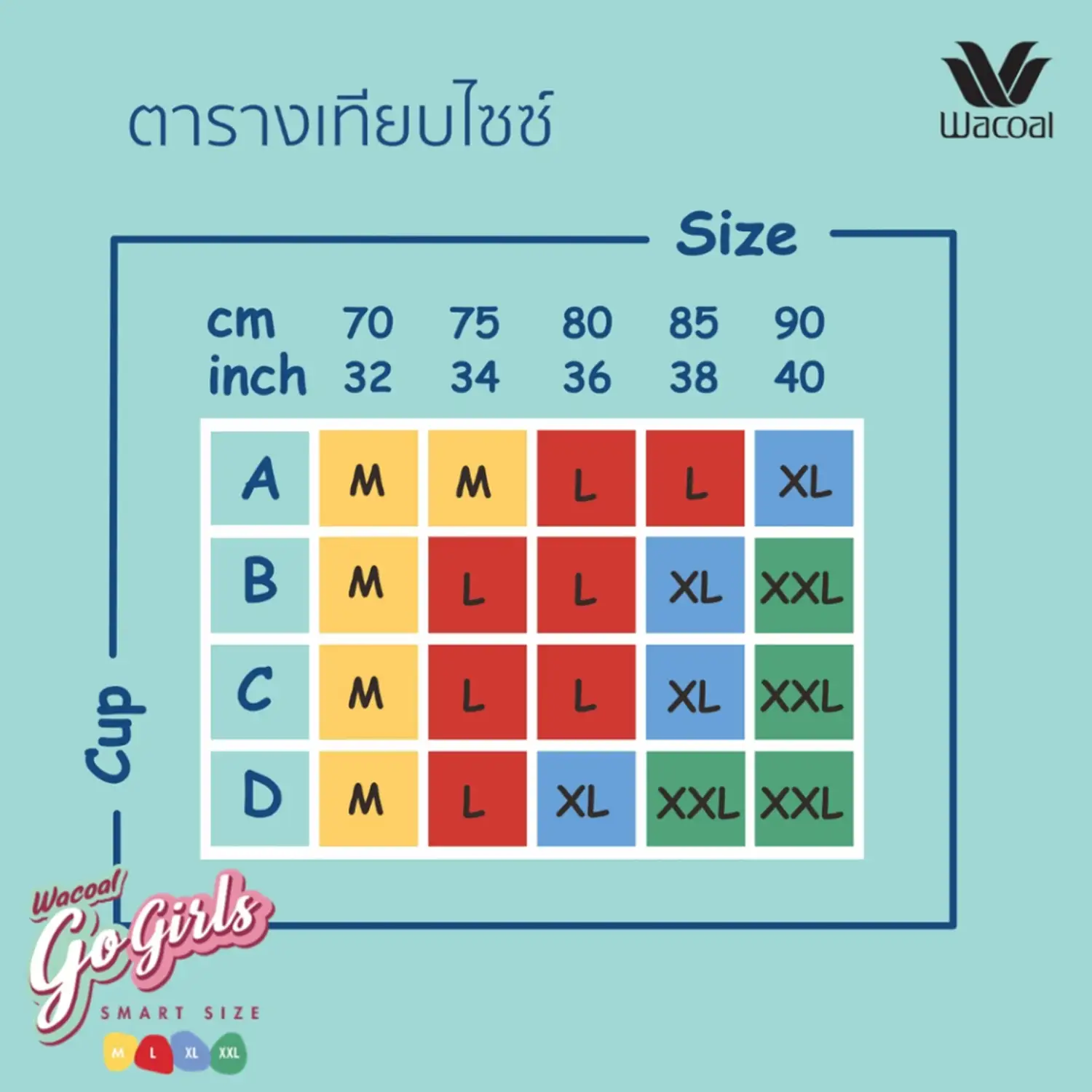 วาโก้ บราเกาะอก Wacoal Smart Size Go Girls Wavy Top ไร้โครง กระชับสบาย รุ่น WB3Y31 - Image 4