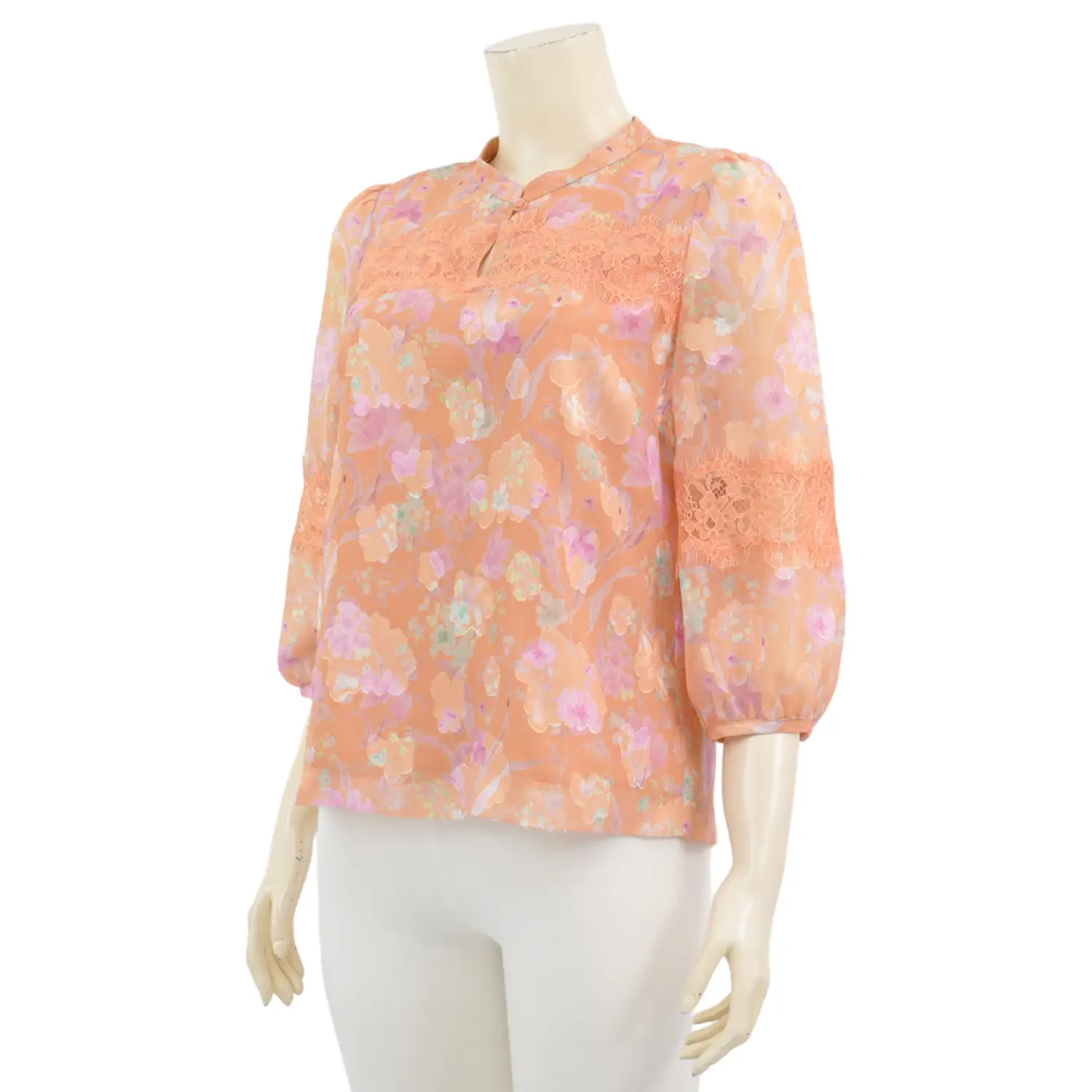มินนะ เสื้อเบลาส์คอตั้ง แขนพองยาว 5 ส่วน ผ้าชีฟอง BURONUT - Image 2