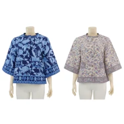เซ้าท์ แฟบริค เสื้อคอกลม แขนบาน ยาว 3 ส่วน ผ้าปาเต๊ะ  แต่งระบายรอบขอบคอ