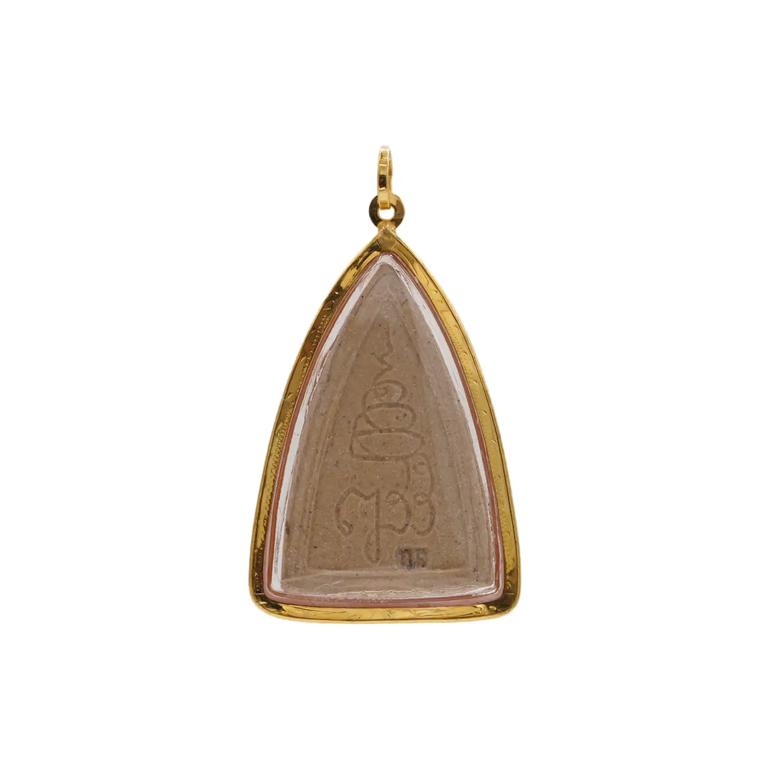 มันตรา และ นารา หลวงพ่อโสธรเนื้อผง พิมพ์สามเหลี่ยม ญสส ปี 2533 กรอบทอง18K - Image 2