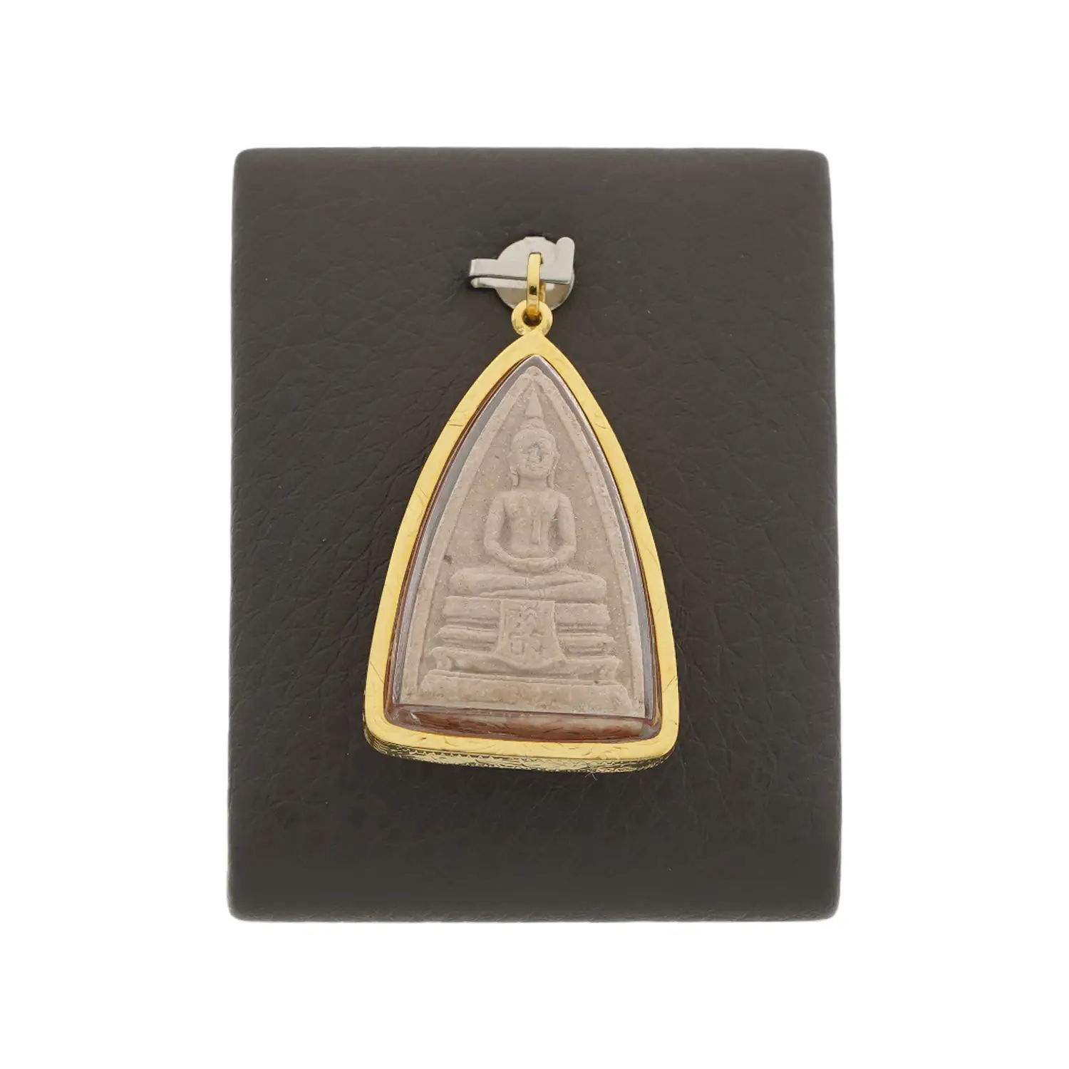มันตรา และ นารา หลวงพ่อโสธรเนื้อผง พิมพ์สามเหลี่ยม ญสส ปี 2533 กรอบทอง18K - Image 3