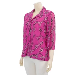 อะมิร่า เสื้อคอปก แขน 3 ส่วน ผ้าแฟนซีพลีทสีชมพู - Image 3