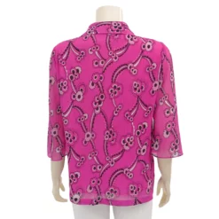 อะมิร่า เสื้อคอปก แขน 3 ส่วน ผ้าแฟนซีพลีทสีชมพู - Image 4