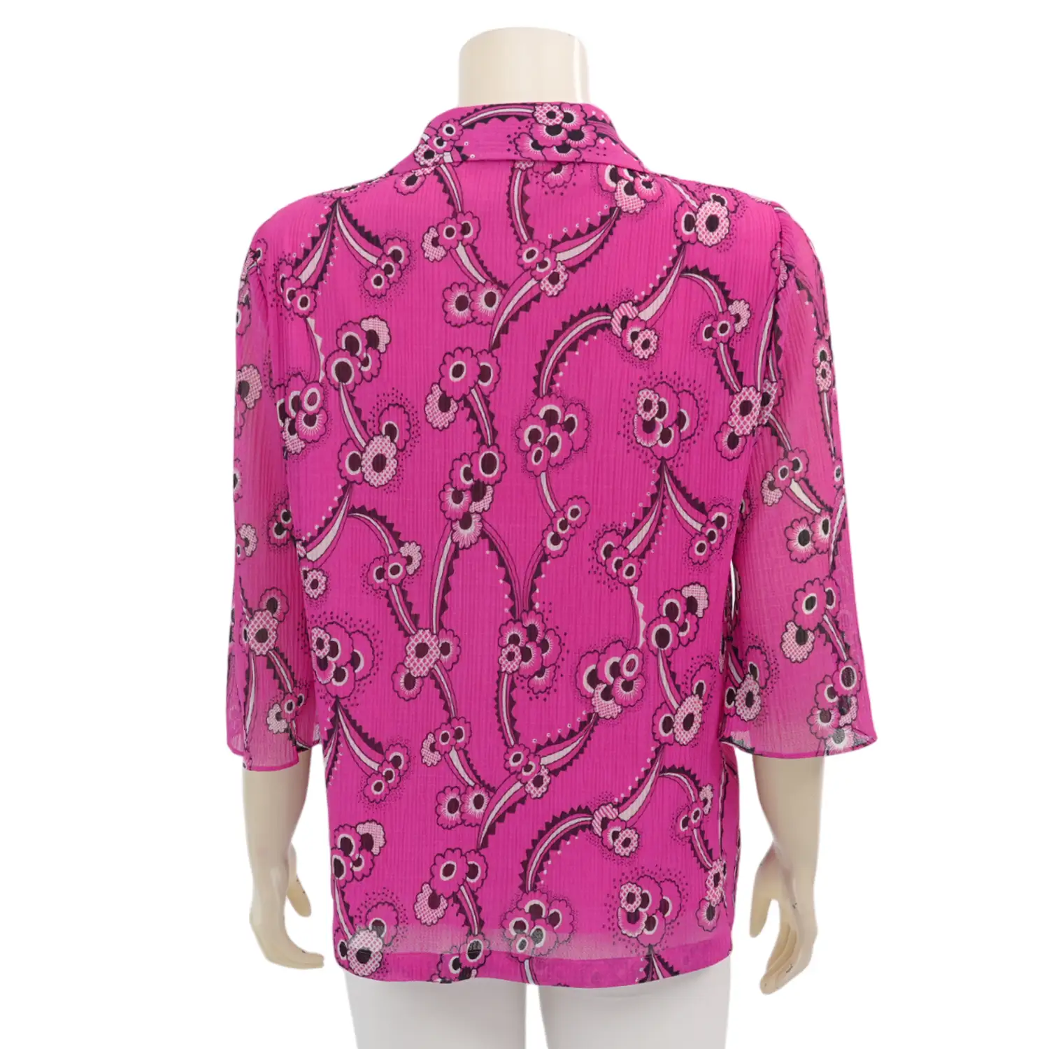 อะมิร่า เสื้อคอปก แขน 3 ส่วน ผ้าแฟนซีพลีทสีชมพู - Image 4