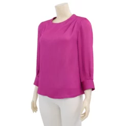 อะมิร่า เสื้อเบลาส์คอกลม  แขนยาว 4 ส่วน  ผ้าอังโกร่าสีบานเย็น - Image 2