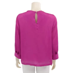 อะมิร่า เสื้อเบลาส์คอกลม  แขนยาว 4 ส่วน  ผ้าอังโกร่าสีบานเย็น - Image 3