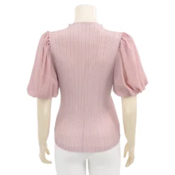 อะมิร่า เสื้อเบลาส์คอปีน แขนสั้นทรงบอลลูน ผ้าไลคร่าพลีท - Image 7