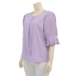 อะมิร่า เสื้อเบลาส์คอกลม  แขนพลีทยาว 3 ส่วน  ผ้าโดบี้ - Image 2