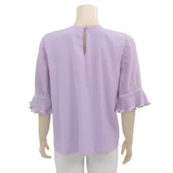 อะมิร่า เสื้อเบลาส์คอกลม  แขนพลีทยาว 3 ส่วน  ผ้าโดบี้ - Image 3