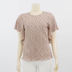 มิกิโกะ เสื้อเบลาส์คอกลม  แขนระบาย ผ้าแฟนซีพลีท 