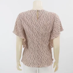 มิกิโกะ เสื้อเบลาส์คอกลม แขนระบาย ผ้าแฟนซีพลีท - Image 3