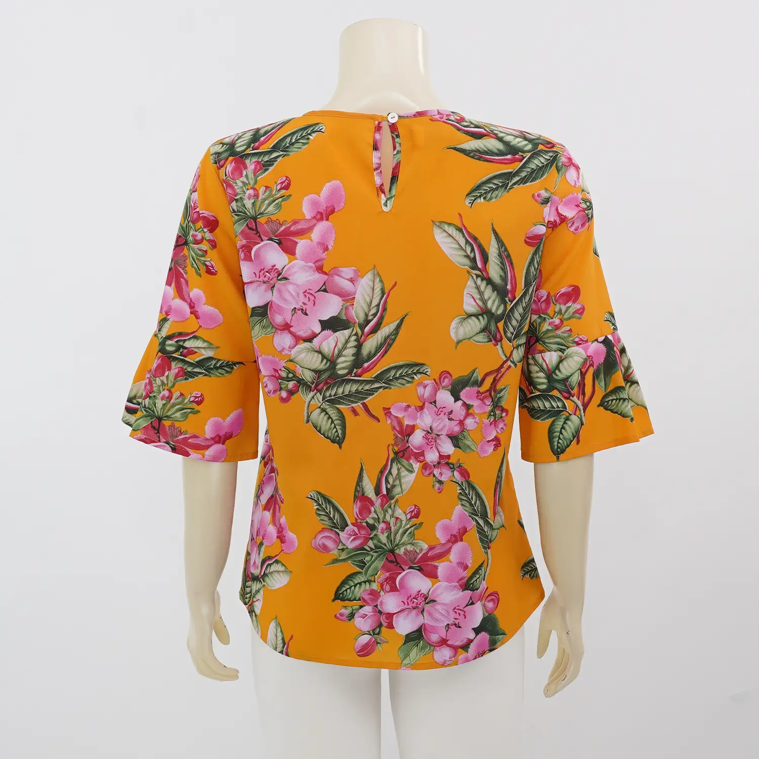 มิกิโกะ เสื้อเบลาส์คอกลม แขนระบายเสริมจับจีบ ผ้าลายดอกไม้ - Image 3