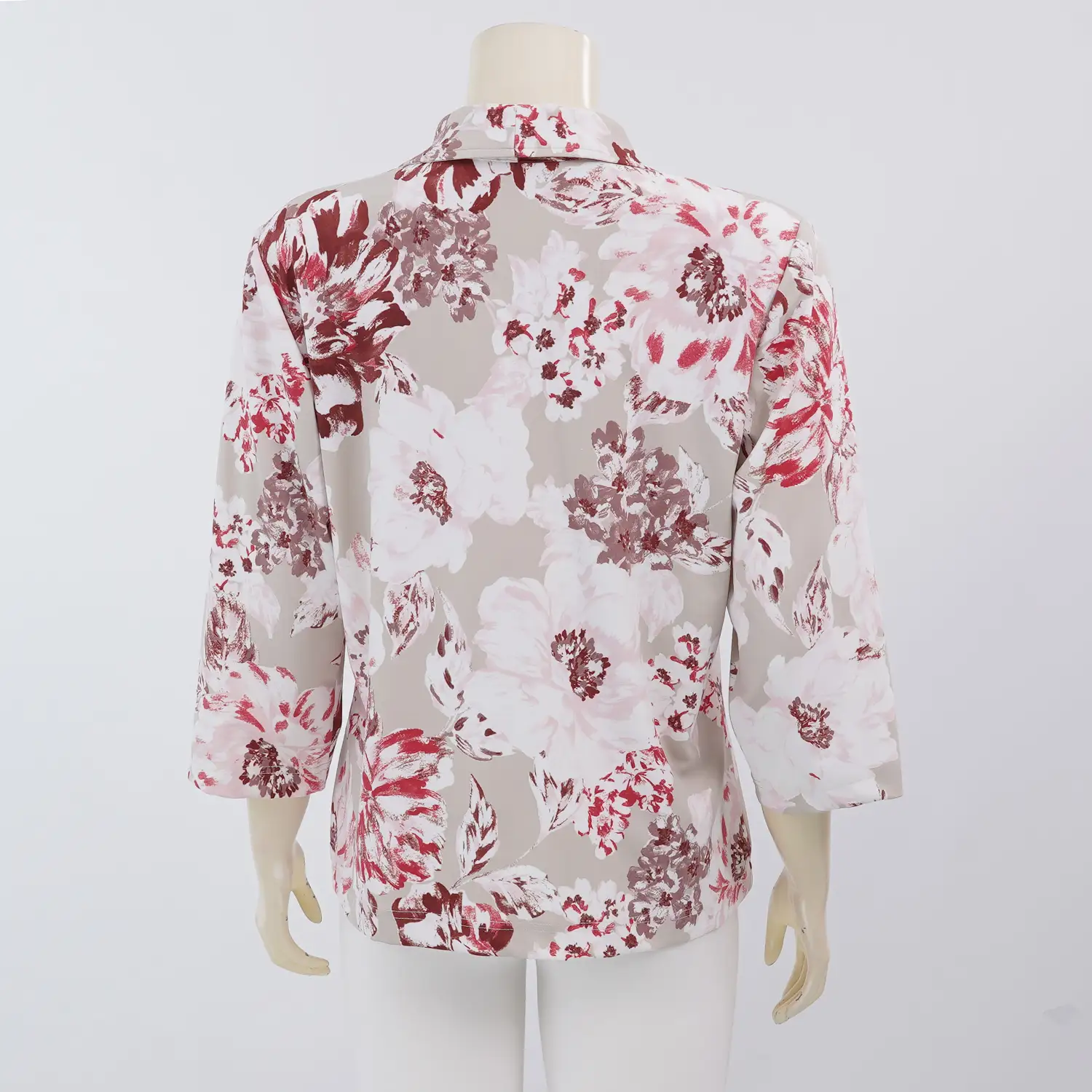 มิกิโกะ เสื้อคอปก แขน 4 ส่วน ผ้ายืดแฟนซี ลายดอกไม้ - Image 3