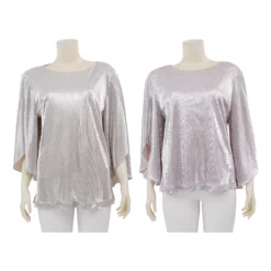 มิกิโกะ เสื้อเบลาส์คอปาด  แขนปีกค้างคาว ผ้ายืดแฟนซี
