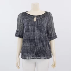 มิกิโกะ เสื้อเบลาส์คอปาด  แขน 3 ส่วน  ผ้าชีฟองแฟนซี
