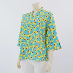 มิกิโกะ เสื้อเบลาส์คอปีน  แขน 3 ส่วน  ผ้าจันจีรา  - Image 2
