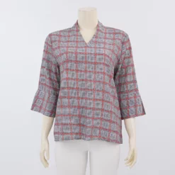 มิกิโกะ เสื้อเบลาส์คอปีน  แขน 3 ส่วน  ผ้าคอตตอน