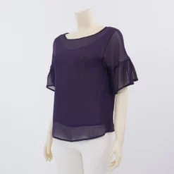 มิกิโกะ เสื้อเบลาส์คอกลม แขนสั้น ผ้าอังโกร่า - Image 2