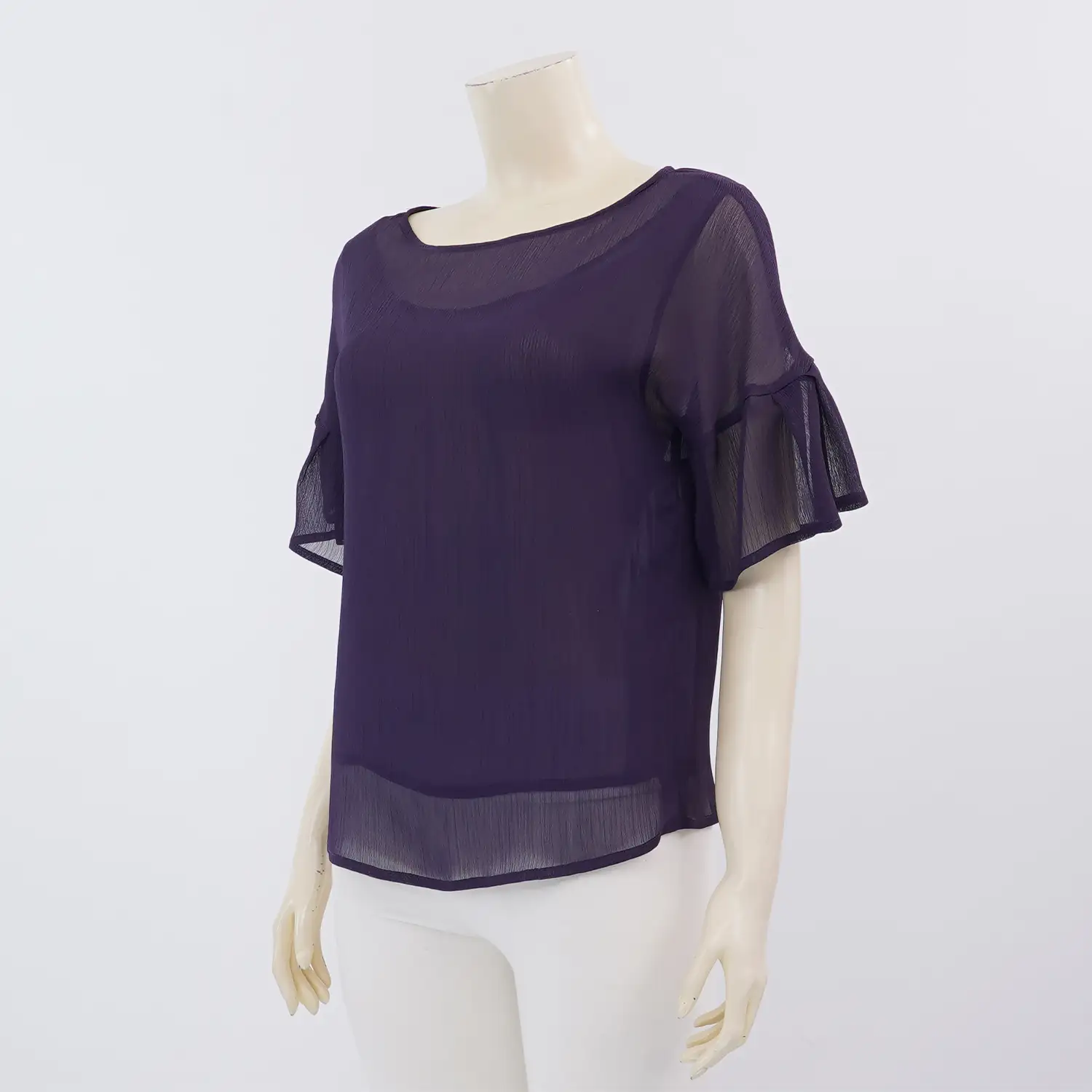 มิกิโกะ เสื้อเบลาส์คอกลม แขนสั้น ผ้าอังโกร่า - Image 2
