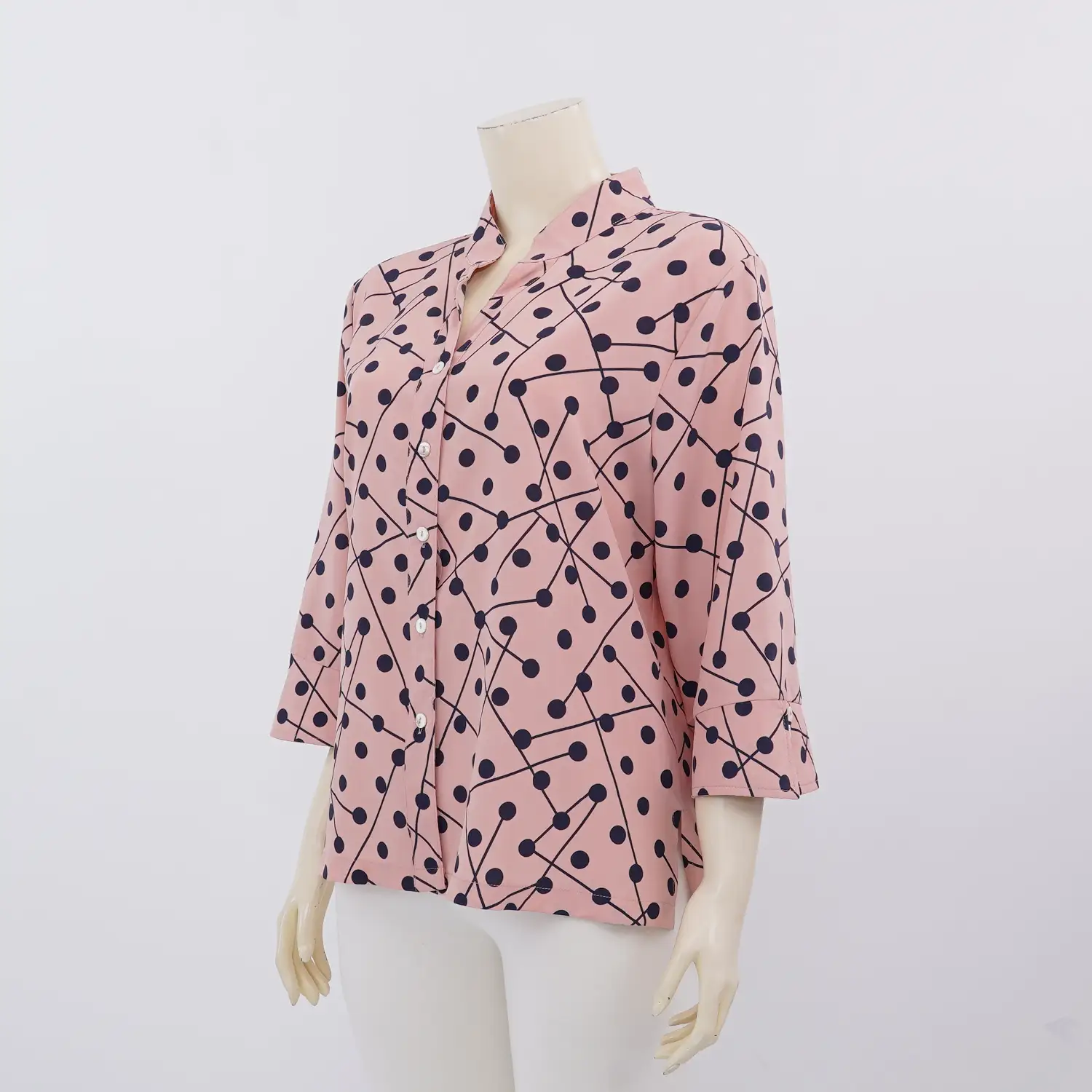 มิกิโกะ เสื้อเบลาส์คอตั้ง แขน 3 ส่วน ผ้าจันจีรา - Image 2