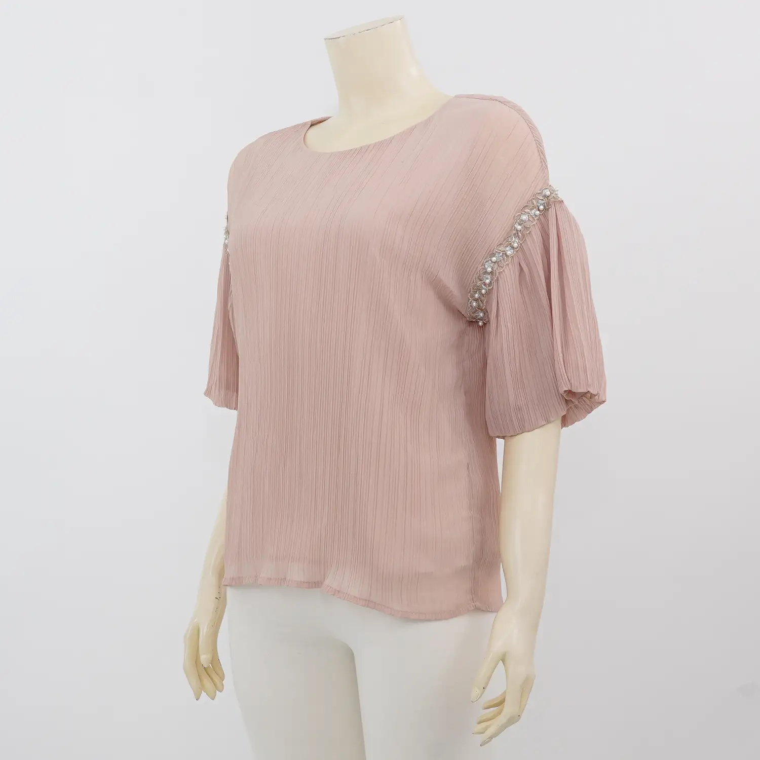 มิกิโกะ เสื้อเบลาส์คอกลม แขนบอลลูน ยาว 3 ส่วน - Image 2