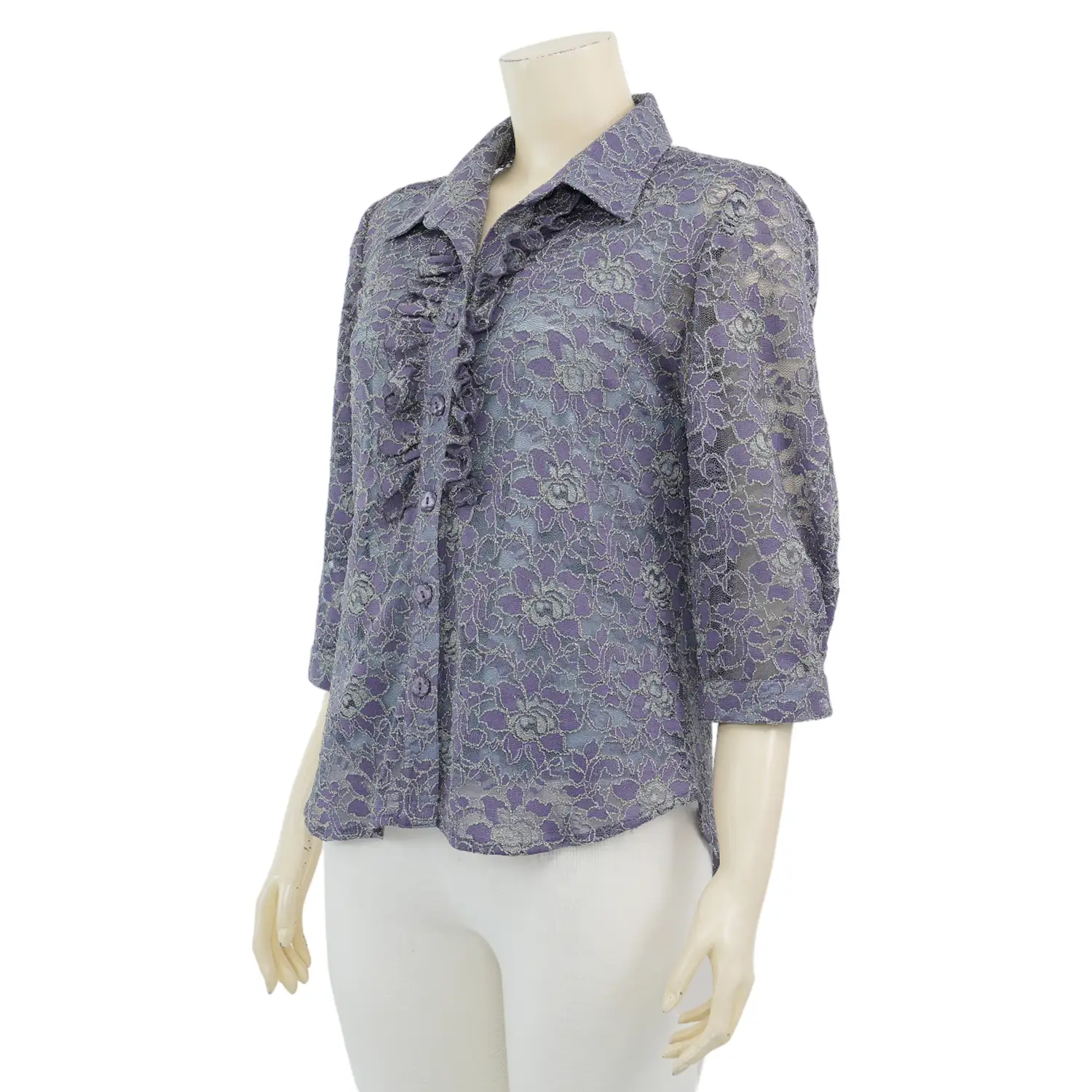 อาลิย่า เสื้อเชิ้ต แขน 4 ส่วน ผ้าลูกไม้ราเชล พร้อมเสื้อตัวในคละสี - Image 2