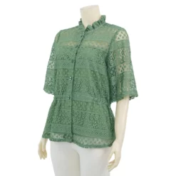 อาลิย่า เสื้อเบลาส์คอกลม แต่งระบาย แขนสั้น ผ้าลูกไม้ฮันน่า - Image 2