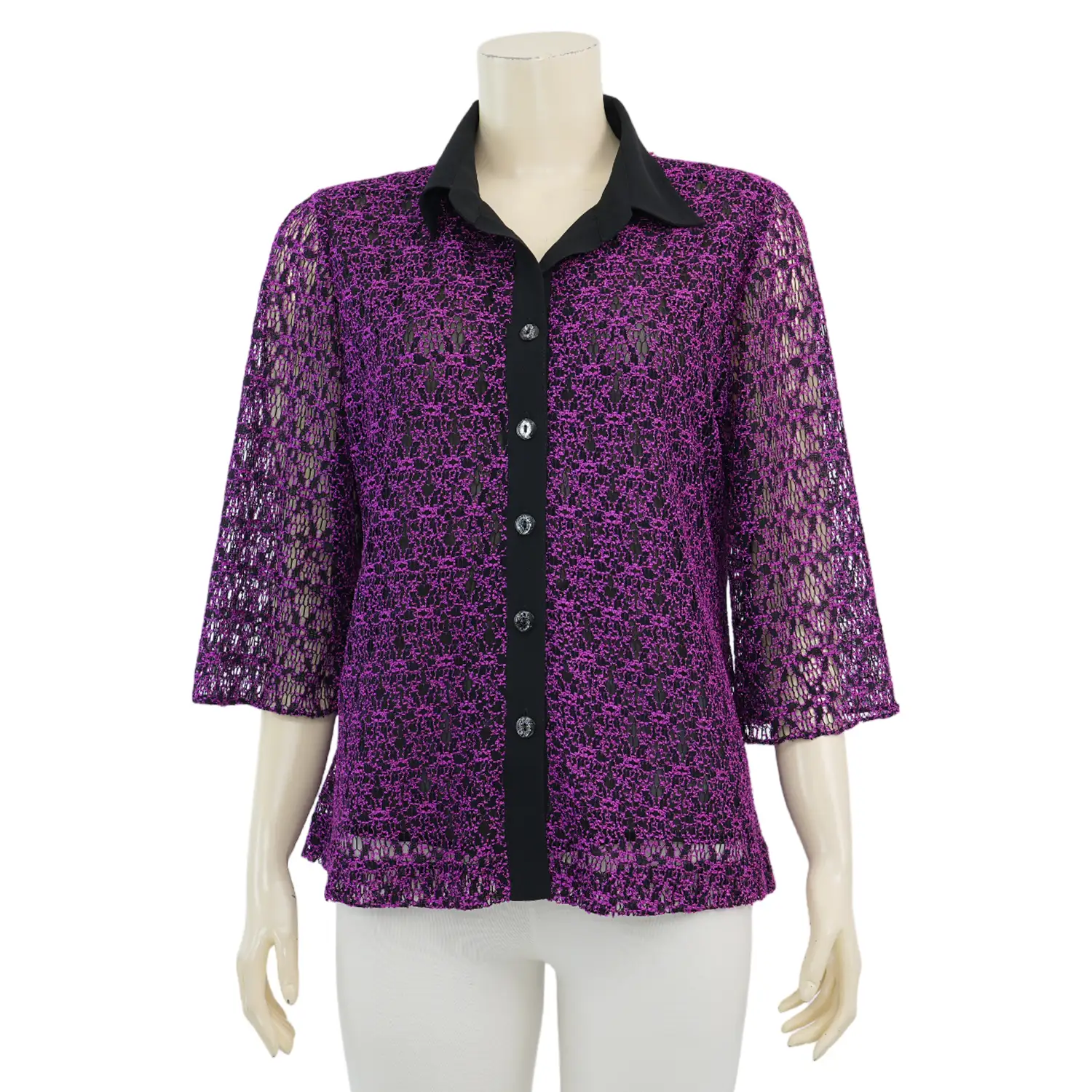 อาลิย่า เสื้อเชิ้ต แขน 3 ส่วน ผ้าลูกไม้ราเชล - Image 2