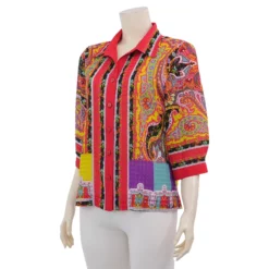 มิกิโกะ เสื้อเชิ้ต แขน 3 ส่วน ผ้าพีชสกินไอยู ลายวินเทจ  - Image 2