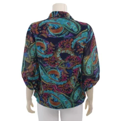 มิกิโกะ เสื้อเชิ้ต แขนสั้น ผ้าชีฟองสีกรมท่า - Image 3