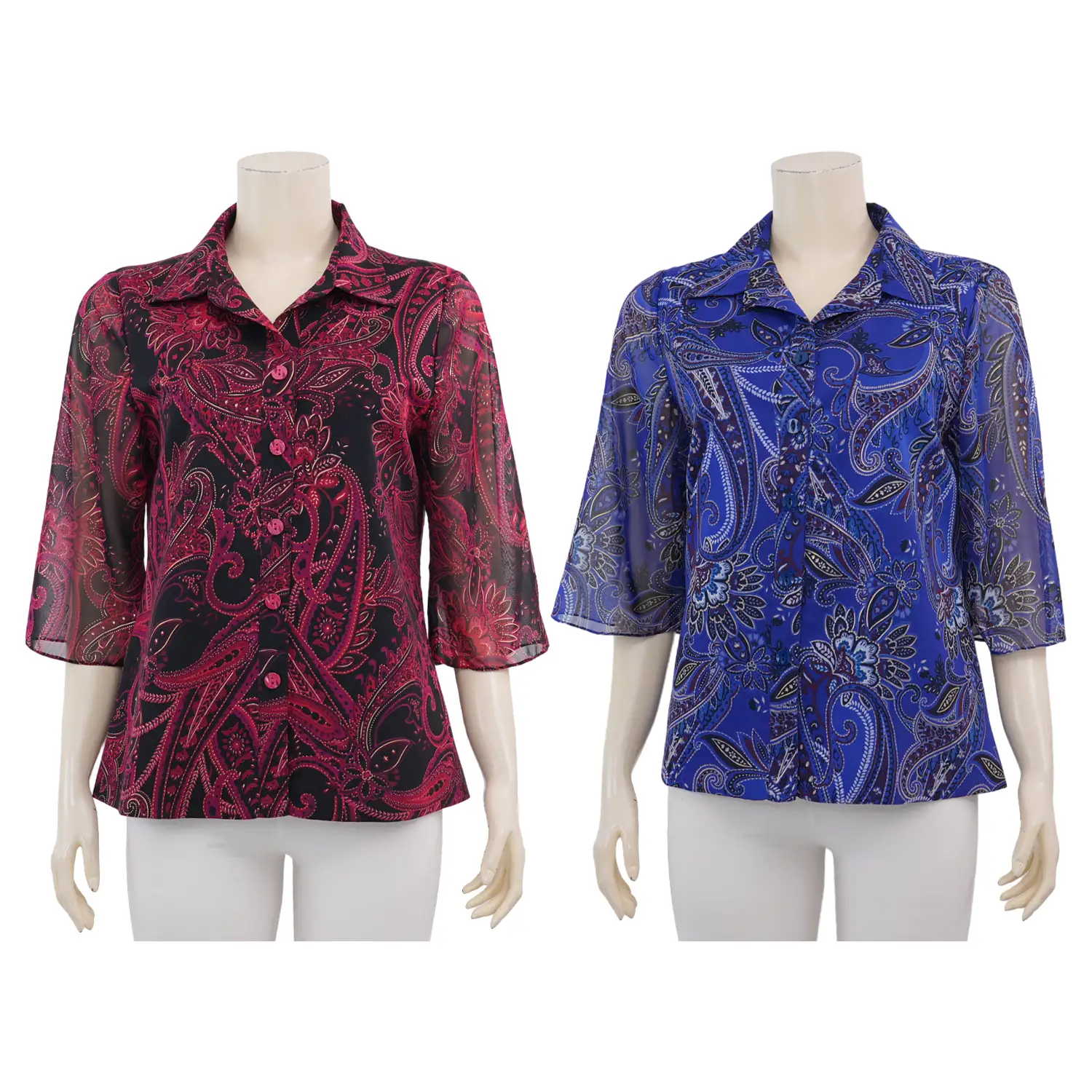 มิกิโกะ เสื้อเชิ้ต แขนกระดิ่งยาว 3 ส่วน ผ้าชีฟอง