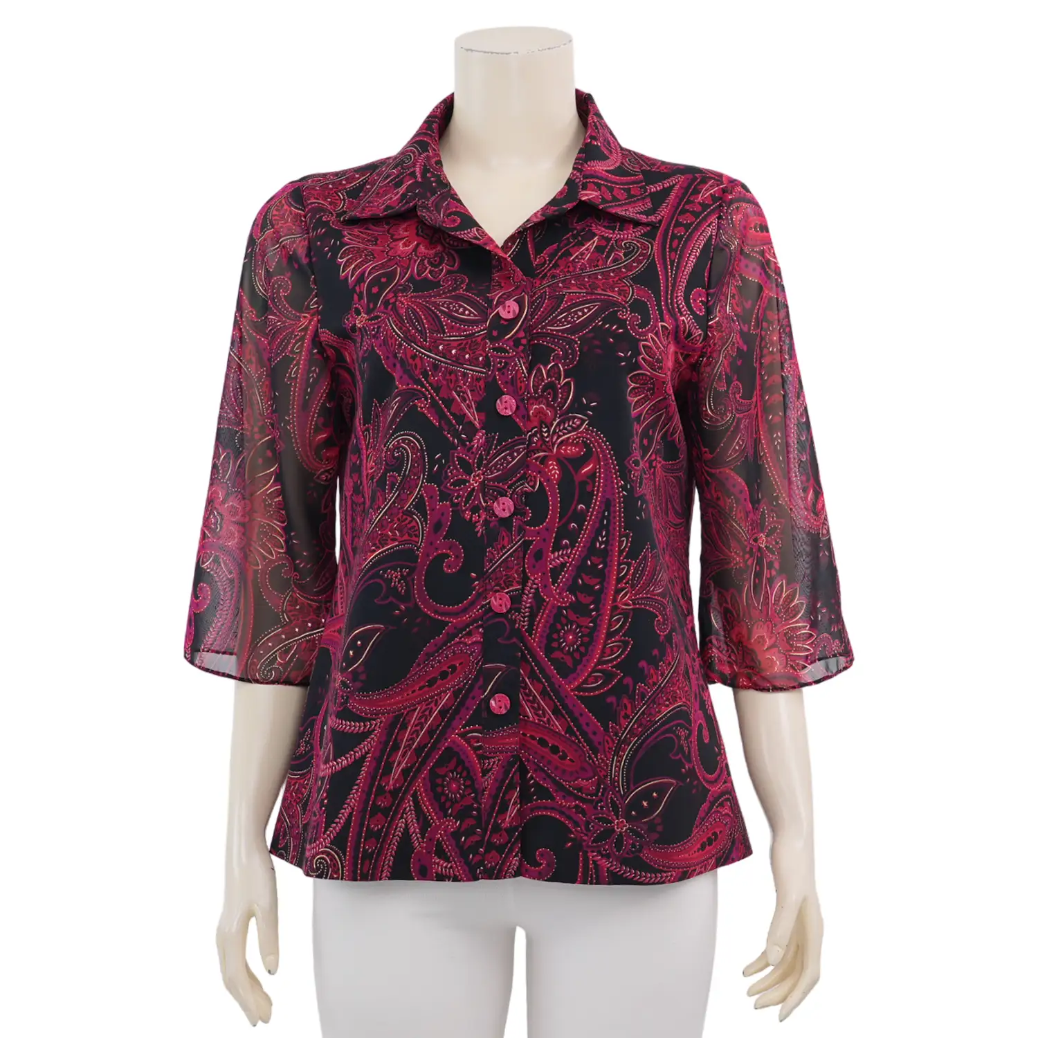 มิกิโกะ เสื้อเชิ้ต แขนกระดิ่งยาว 3 ส่วน ผ้าชีฟอง - Image 2
