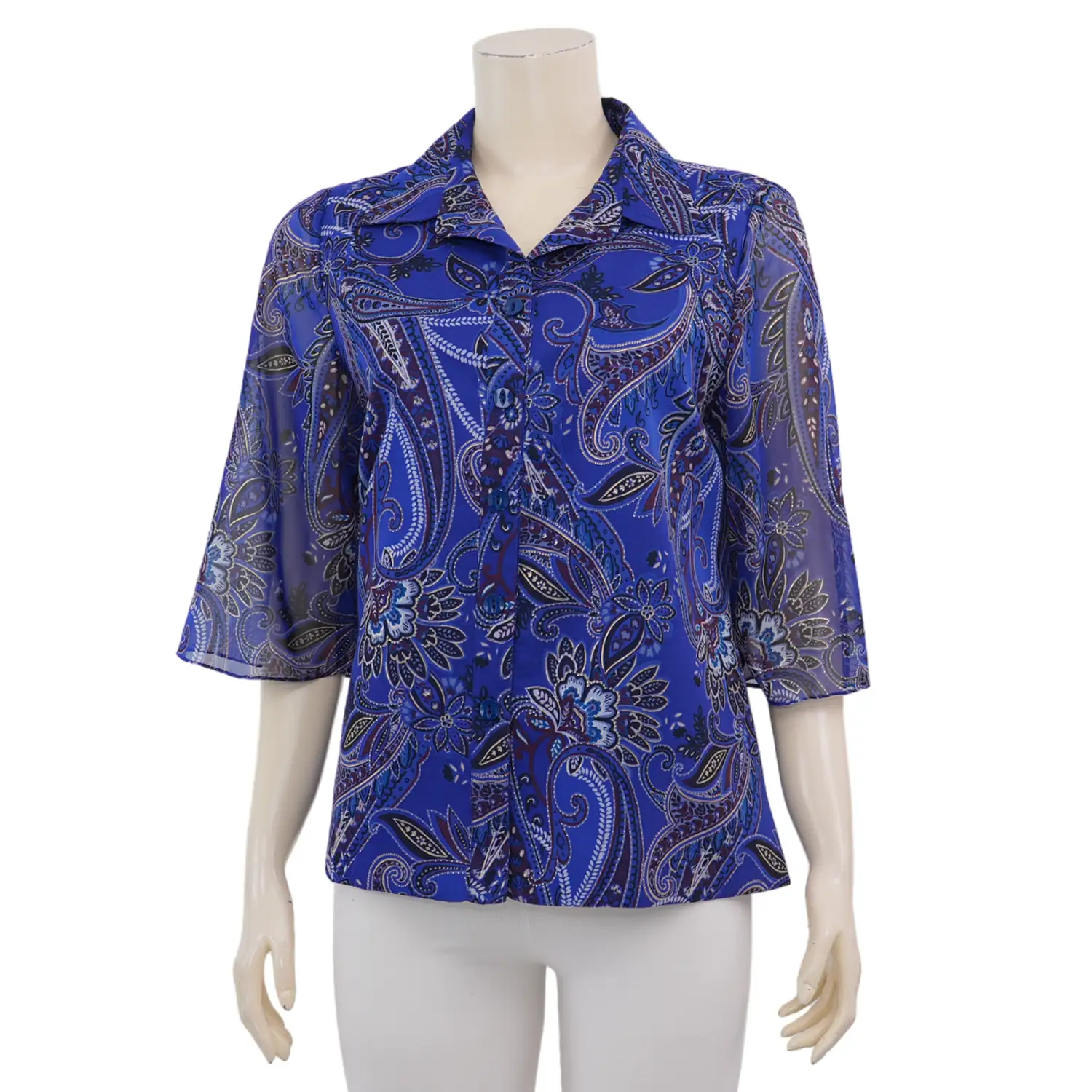 มิกิโกะ เสื้อเชิ้ต แขนกระดิ่งยาว 3 ส่วน ผ้าชีฟอง - Image 3