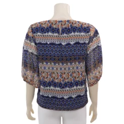 มิกิโกะ เสื้อเบลาส์คอกลม  แขนยาว 3 ส่วน ผ้าชีฟองเมทัลลิก  - Image 3