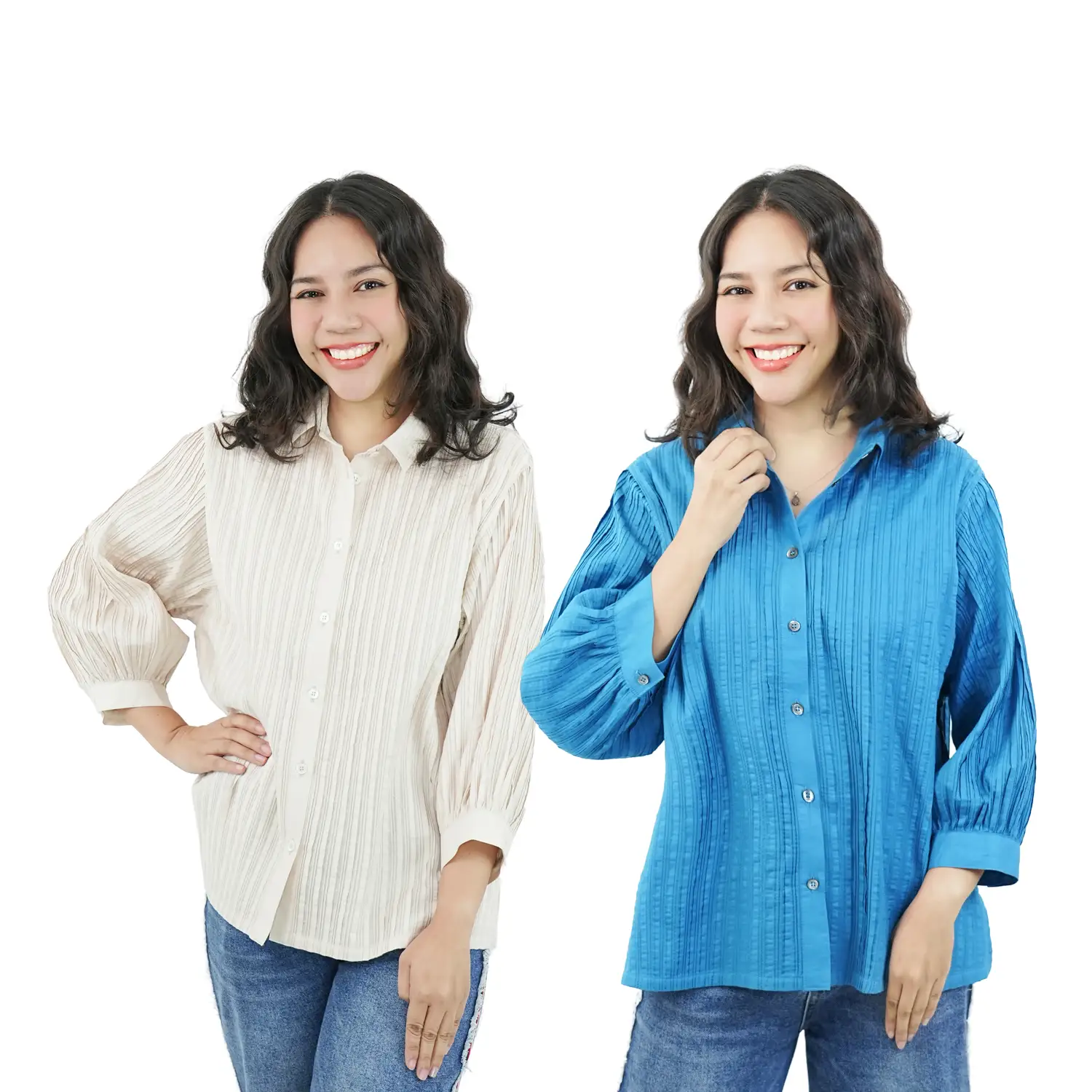 แอลลี่ เสื้อเชิ้ต แขน 3 ส่วน จั๊มปลายแขน
