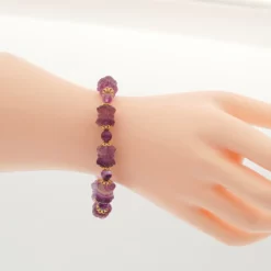 ลักษ์ มงคล สร้อยข้อมือฟลูออไรต์ แกะสลักรูปดอกบัว
