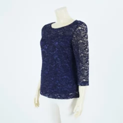 มิกิโกะ เสื้อคอปาด แขน 3 ส่วน ผ้าลูกไม้วาเลนเซีย - Image 2