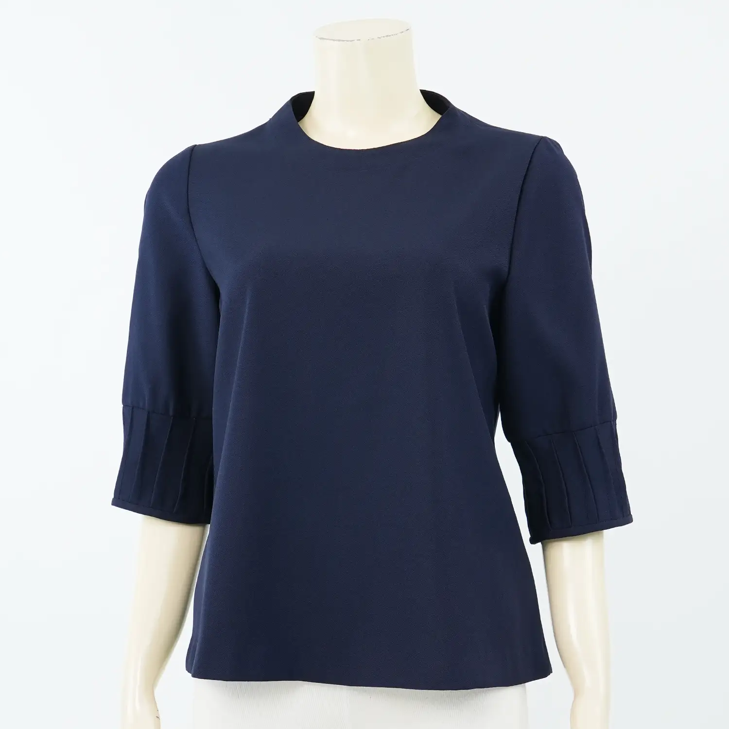 มิกิโกะ เสื้อเบลาส์คอปีน แขน 3 ส่วน ผ้ามอสเครป