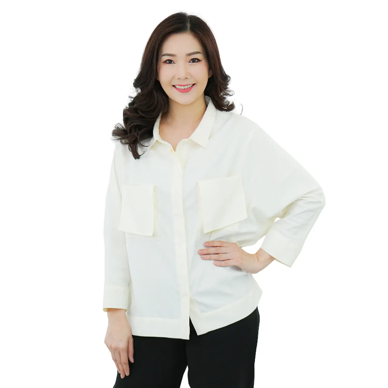 มิกิโกะ เสื้อเชิ้ต แขนยาว ผ้าคอตตอนโคโม่