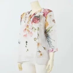 ลียา เสื้อเบลาส์คอจีน  แขน 4 ส่วน พิมพ์ลายดอกไม้  - Image 2