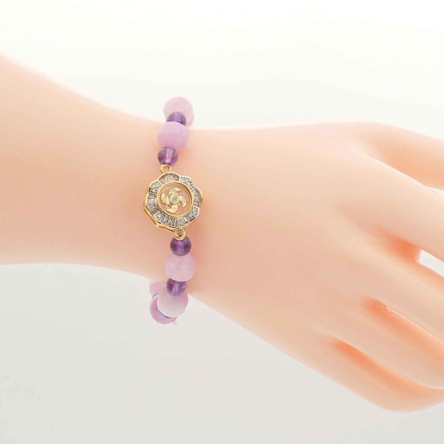 มันตรา และ นารา สร้อยข้อมือลาเวนเดอร์ แอเมทิสต์ และแอเมทิสต์ ตกแต่งจี้กังหัน - Image 2