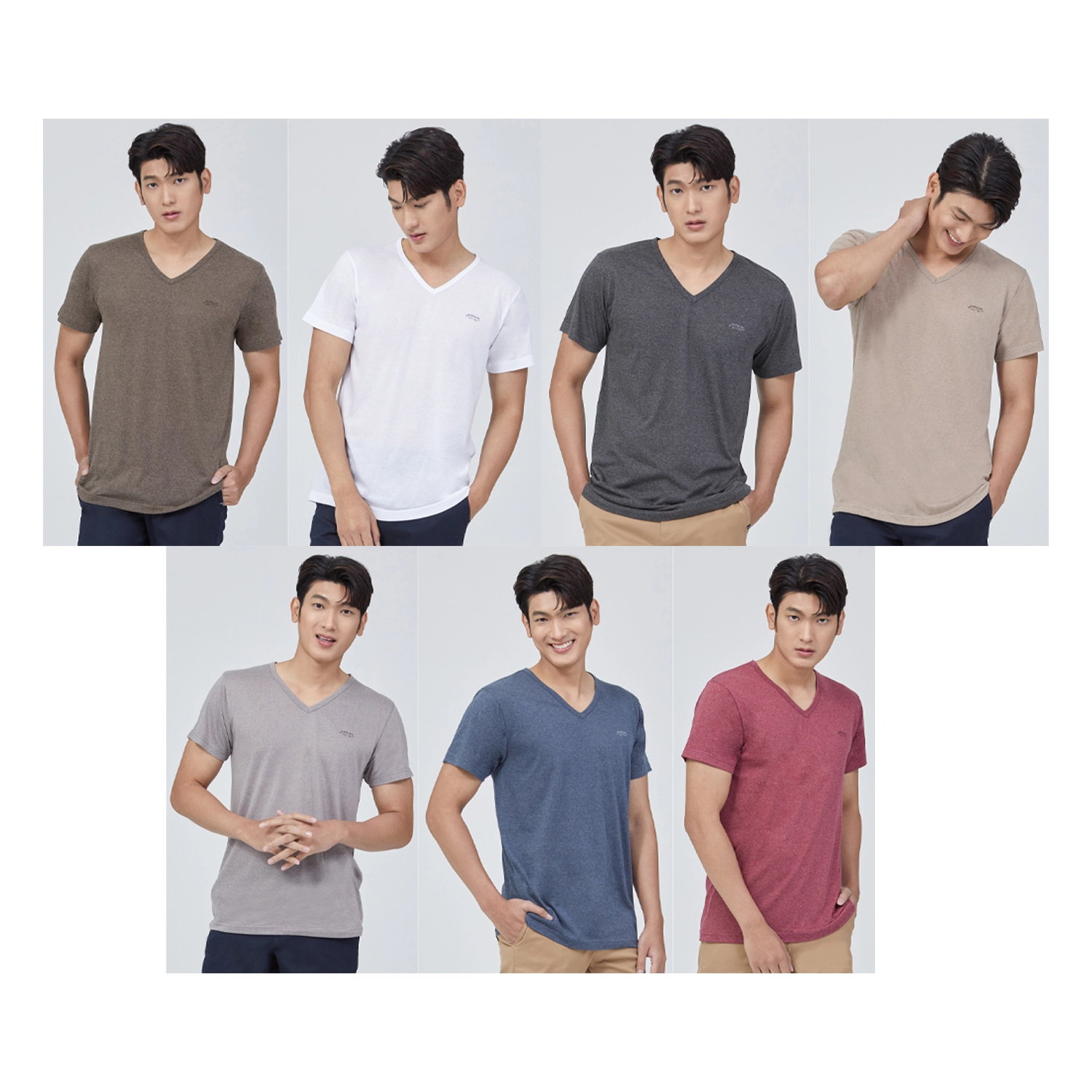 แอร์โรว์ เซตเสื้อยืดคอวี แบบไร้ตะเข็บ 7 ตัว 7 สี