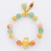 มันตรา และ นารา สร้อยข้อมืออะเวนจูรีน หลากสี ตกแต่งจี้ลาบูบู้ เงิน925 ชุบทอง18K