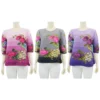 (วี วี โค โค่) เสื้อเบลาส์คอกลม แขน 3 ส่วน ผ้าพลีทไล่สี ลายดอกไม้