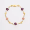 พนา คอลเลคชั่น สร้อยข้อมือเงิน925  ชุบทอง18K ดีไซน์ดอกไม้ ประดับอัญมณีหลากชนิด